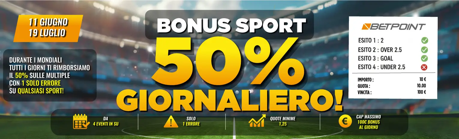 Bonus Sport 50% giornaliero